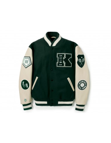 175773-350 | K SWISS X GOLDENBEAR VARSITY JACKET | EMERALD/CREAM