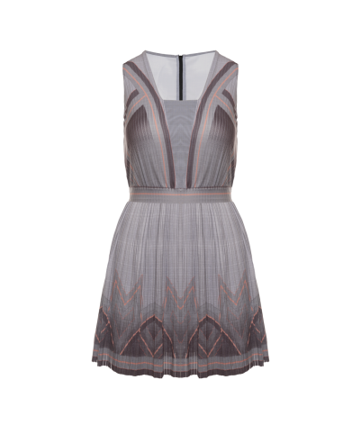 196046-025 | DEEP V PLEATED DRESS | ASPHALT